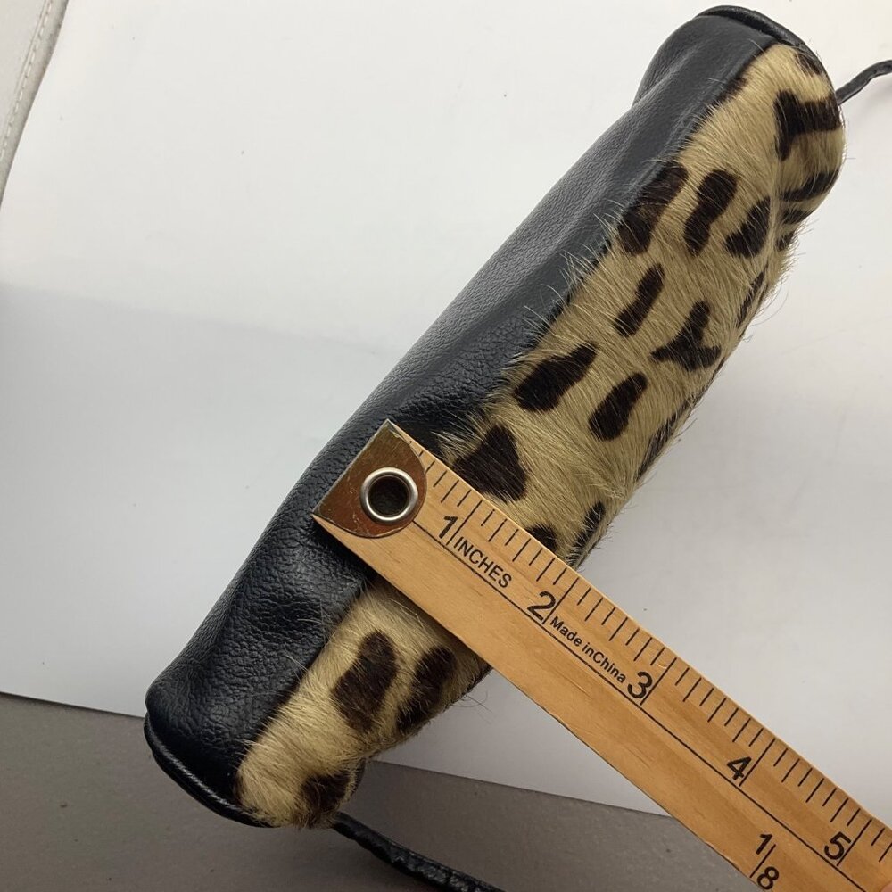 Made in Italy Leopard Print Leather Cowhide Small Crossbody Bag - Picture 8 of 14